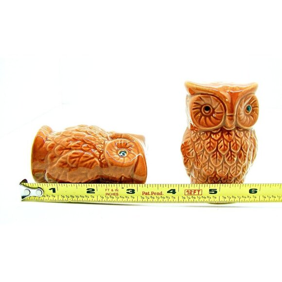 Unbranded Vintage Style Big Eyed Brown Owl Ceramic Salt & Pepper Shakers NWOT - Picture 6 of 9